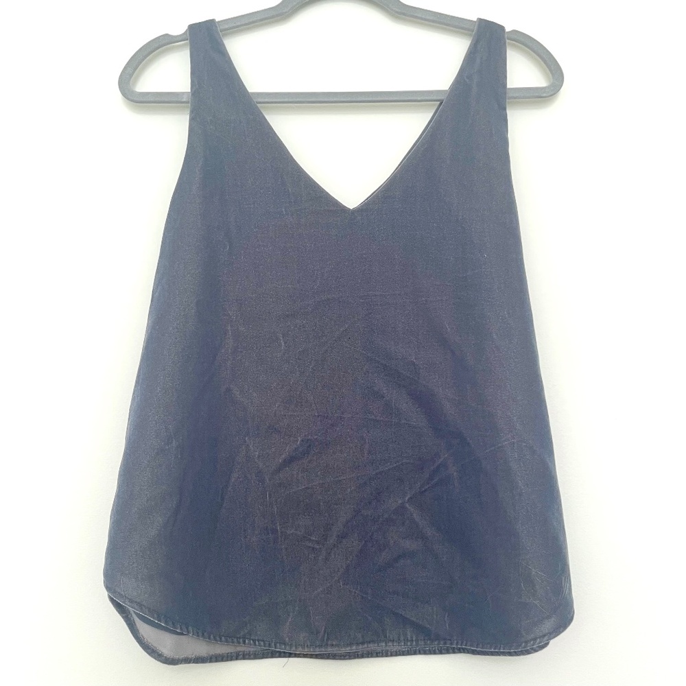 LOFT grey V-neck sleeveless velvet tank top size S